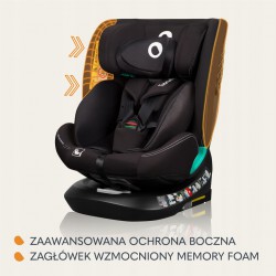 Fotelik samochodowy obrotoy Lionelo Bastian One I-SIZE 0-36 kg czarny