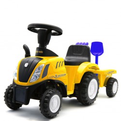 Baby Mix New Holland jeździk traktor z przyczepą i narzędziami żółty