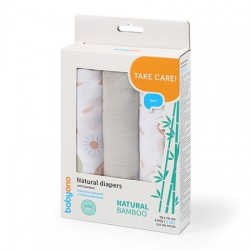 Babyono Naturalne pieluszki z włókien bambusa NATURAL BAMBOO 3szt Myszka