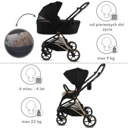 Kidwell Wózek głęboko-spacerowy VELMONT Black/Beige