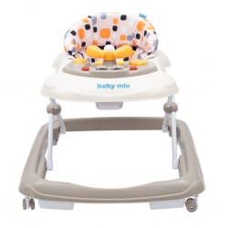 Baby Mix Chodzik z kierownicą i silikonowymi kółkami beige