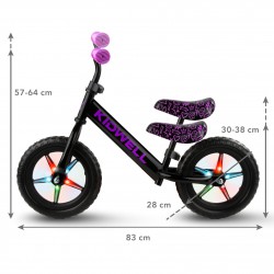 Kidwell Rowerek biegowy REBEL LED Neon pink świecące koła
