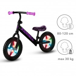 Kidwell Rowerek biegowy REBEL LED Neon pink świecące koła