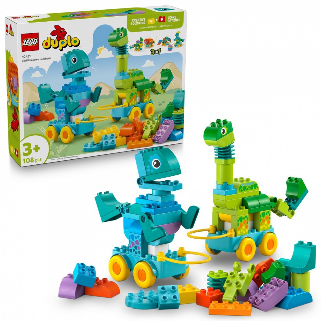 Lego Duplo Town 3 W 1 Dinozaury Na Kółkach 10451