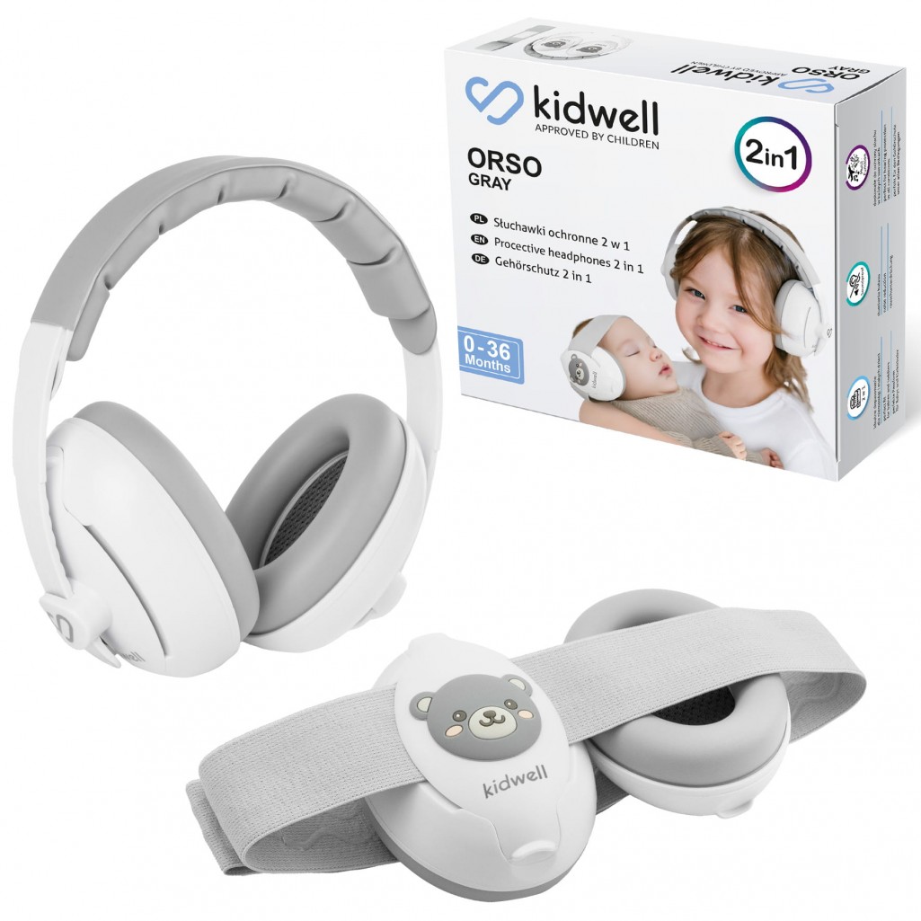 Kidwell Słuchawki wygłuszające ochronne ORSO Gray 2w1 dla dzieci gray misie