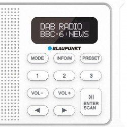Radio Cyfrowe Blaupunkt DR 3WH Białe AKUM. (DAB+/FM/RDS/BT/ZEGAR/ALARM)