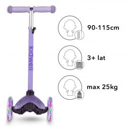 Kidwell Hulajnoga balansowa UNO Glitter Violet led koła