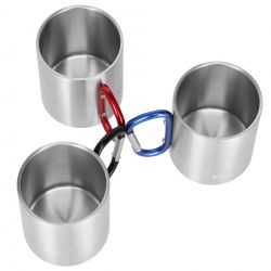 Kubek Kempingowy Z Karabińczykiem Nils NC17110 Stal Nierdzewna Czarny 330 ml
