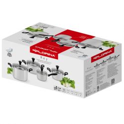 Zestaw Garnków Florina REY INOX 8 CZ. (1,8L 2,5L 3,4L 5,8L +Pokrywki)
