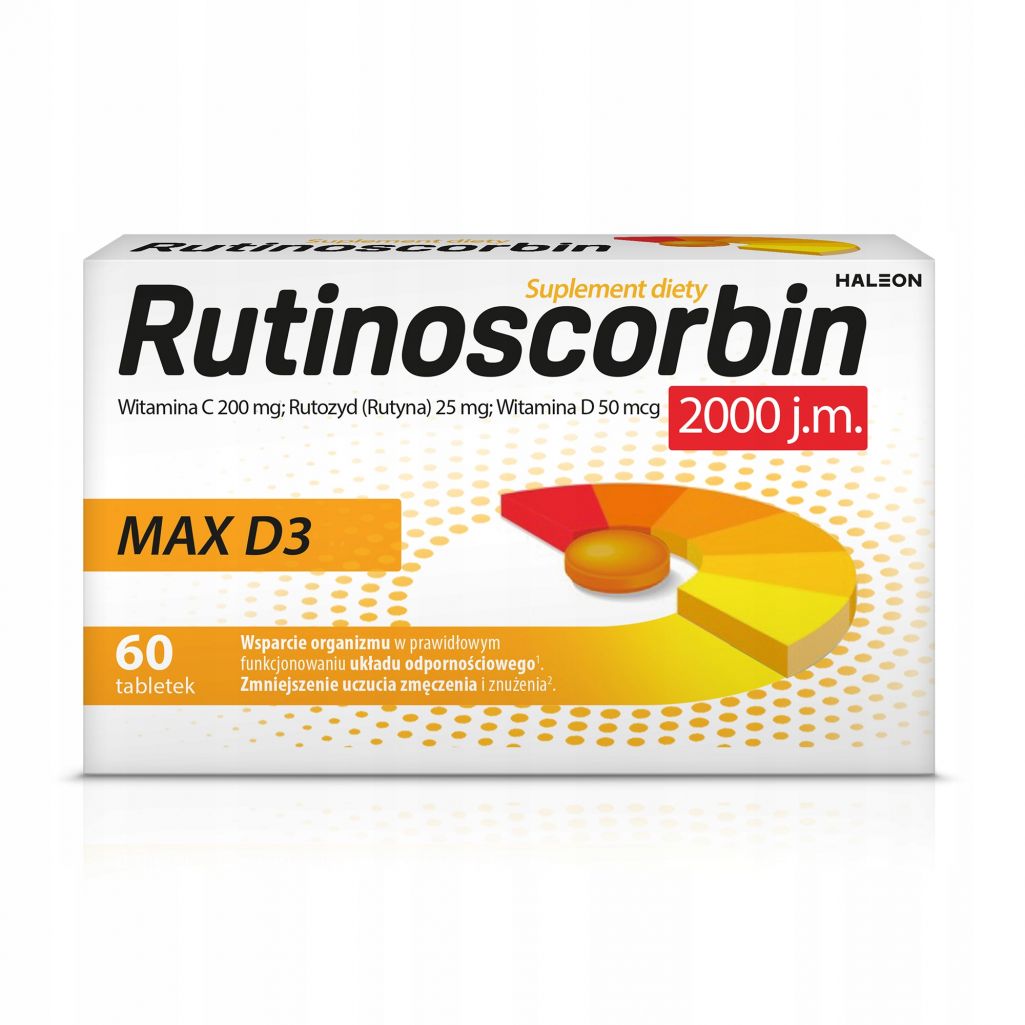 Rutinoscorbin Max D3 Witamina D, C 60 Tabletek