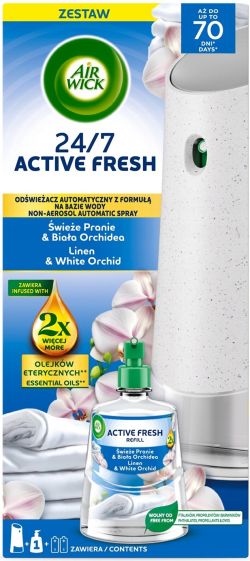 Komplet Air Wick Active Fresh Świeże Pranie & Biała Orchidea 228ml