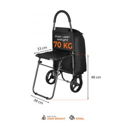 Wózek Na Zakupy Z Siedziskiem Nils NC4303 Czarny 40l