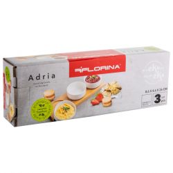 Miseczki Do Dipów Florina Adria Biała Okrągły 3 Elem + Podstawa Bambusowa