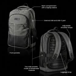 Plecak Miejski Z USB Nils NC4503 Szary 18 l