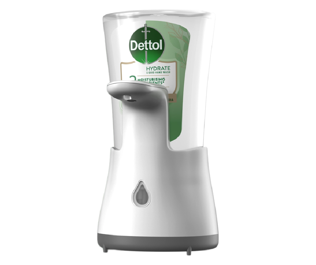 Dettol Bezdotykowy Aplikator Mydła Do Rąk W Płynie Aloes I Bambus Komplet (Dozownik Plus Refill) 250 ml