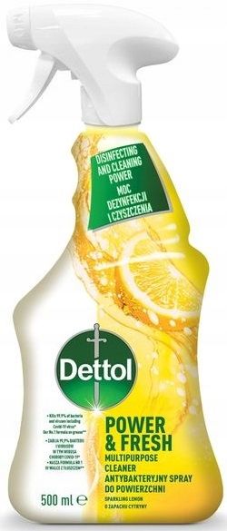 Dettol Power&Fresh Wielofunkcyjny Antybakteryjny Spray Do Powierzchni Cytryna 500ml