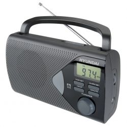 Radio Hyundai PR 200S Srebrne Bat-Siec (LCD, AM/FM, Zegar, Budzik, Minijack)