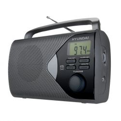 Radio Hyundai PR 200S Srebrne Bat-Siec (LCD, AM/FM, Zegar, Budzik, Minijack)