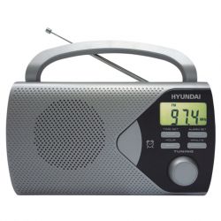 Radio Hyundai PR 200S Srebrne Bat-Siec (LCD, AM/FM, Zegar, Budzik, Minijack)