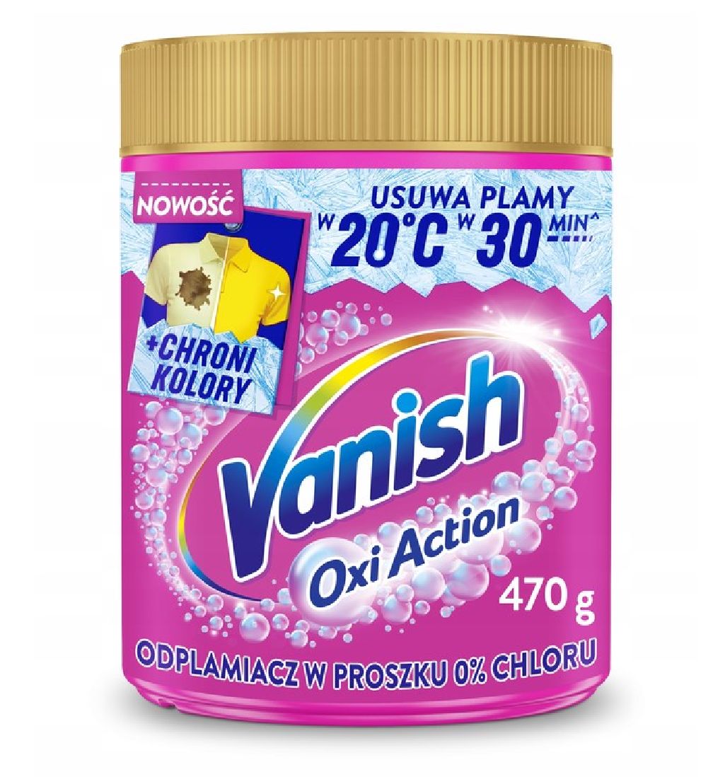 Vanish Oxi Action Pink Odplamiacz Do Tkanin Kolorowych i Białych 470 g