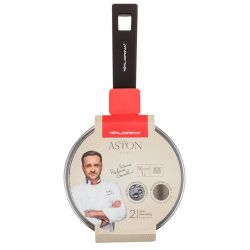 Rondel Aston 16 cm Florina 1,0L. Z Pokrywką, IND. by Mateusz Gessler (Szampan, Powłoka Non-Stick, Uchwyt Czarny)