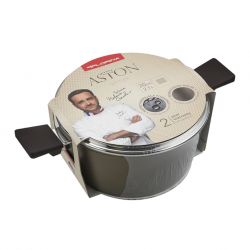 Garnek Aston Florina 20 cm 2,1L. Z Pokrywką, IND. by Mateusz Gessler (Szampan, Powłoka Non-Stick, Uchwyt Czarny)