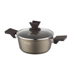 Garnek Aston Florina 22 CM 3,0L. Z Pokrywką, IND. by Mateusz Gessler (Szampan, Powłoka Non-Stick, Uchwyt Czarny)
