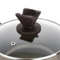 Garnek Aston 26 cm Florina 5,1L. Z Pokrywką, IND. by Mateusz Gessler (Szampan, Powłoka Non-Stick, Uchwyt Czarny)