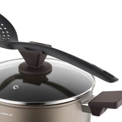 Garnek Aston 26 cm Florina 5,1L. Z Pokrywką, IND. by Mateusz Gessler (Szampan, Powłoka Non-Stick, Uchwyt Czarny)