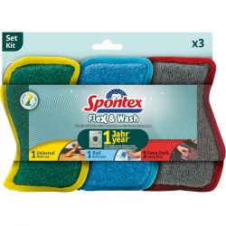 Zmywak Gąbka i Mictrofibre 2w1 Spontex Flex&Wash Kit 3 Szt