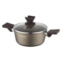 Garnek Florina Aston 24 CM 4,0L. Z Pokrywką, IND. by Mateusz Gessler (Szampan, Powłoka Non-Stick, Uchwyt Czarny