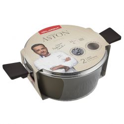 Garnek Florina Aston 24 CM 4,0L. Z Pokrywką, IND. by Mateusz Gessler (Szampan, Powłoka Non-Stick, Uchwyt Czarny