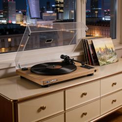 Gramofon Blaupunkt AT-100BT Varsovia Drewno (7” i 12”, BT-OUT, RCA-OUT, USB-C)