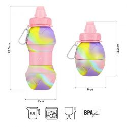 Bidon Silikonowy Składany Nils NC4102 Różowy 700 ml