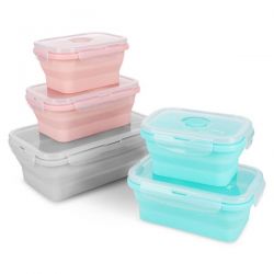 Pojemnik Lunchbox Składany Nils NC4105 Różowy 500 ml