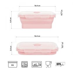 Pojemnik Lunchbox Składany Nils NC4105 Różowy 500 ml