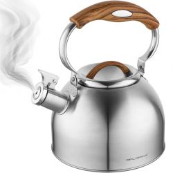 Czajnik Nieelektryczny Florina Joe 2.5 L Z Gwizdkiem, IND. (Inox, Uchwyt Drewno)