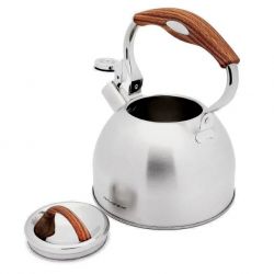 Czajnik Nieelektryczny Florina Joe 2.5 L Z Gwizdkiem, IND. (Inox, Uchwyt Drewno)