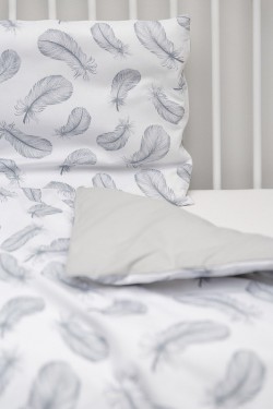 SENSILLO Pościel dziecięca do łóżeczka komplet 100x135 cm piórka szare