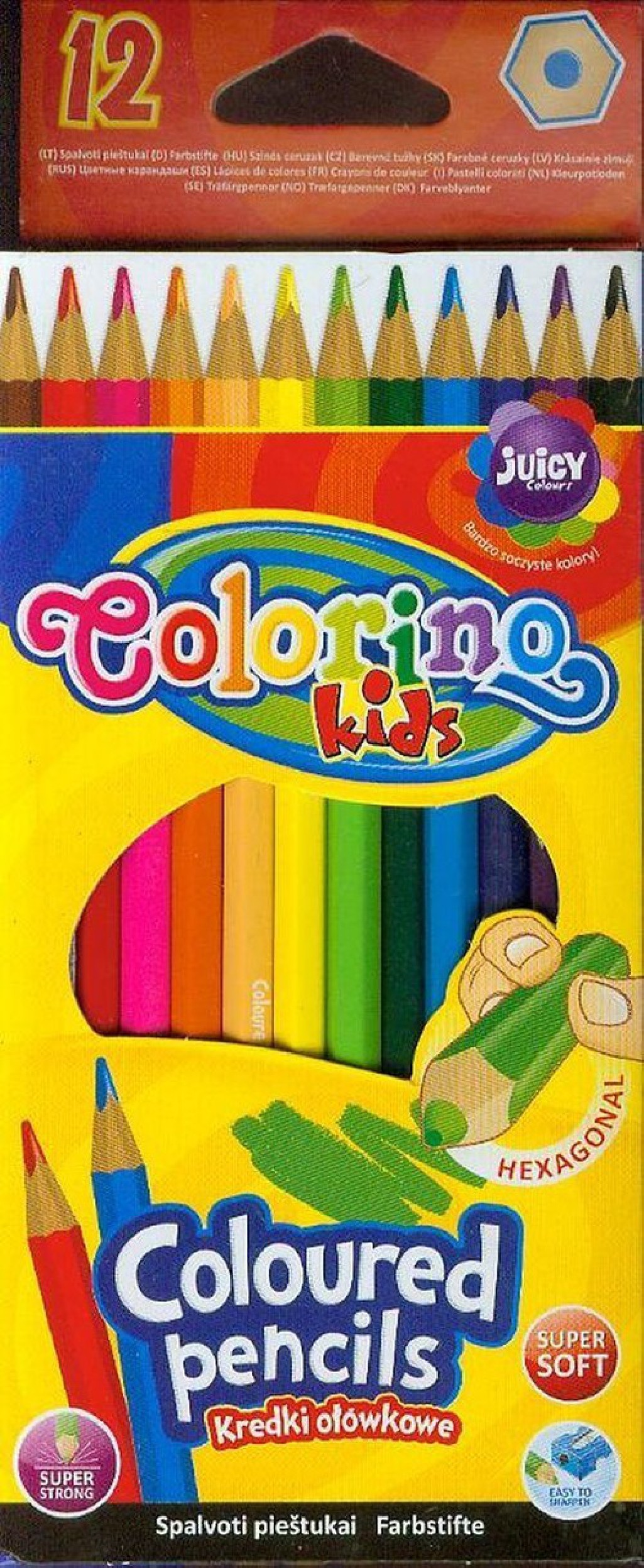 Colorino Kids  Kredki ołówkowe heksagonalne 12 sztuk