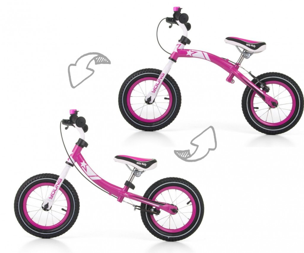 Milly Mally Young rowerek biegowy z obracaną ramą pink