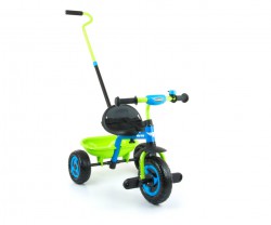 Milly Mally Turbo rowerek trójkołowy + pchaczem blue -green
