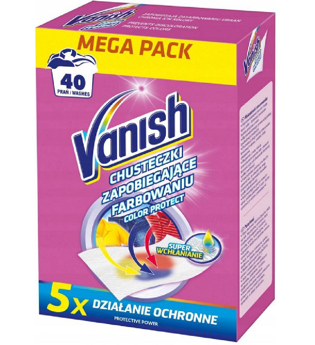 Chusteczki wyłapujące barwnik Vanish 40 prań