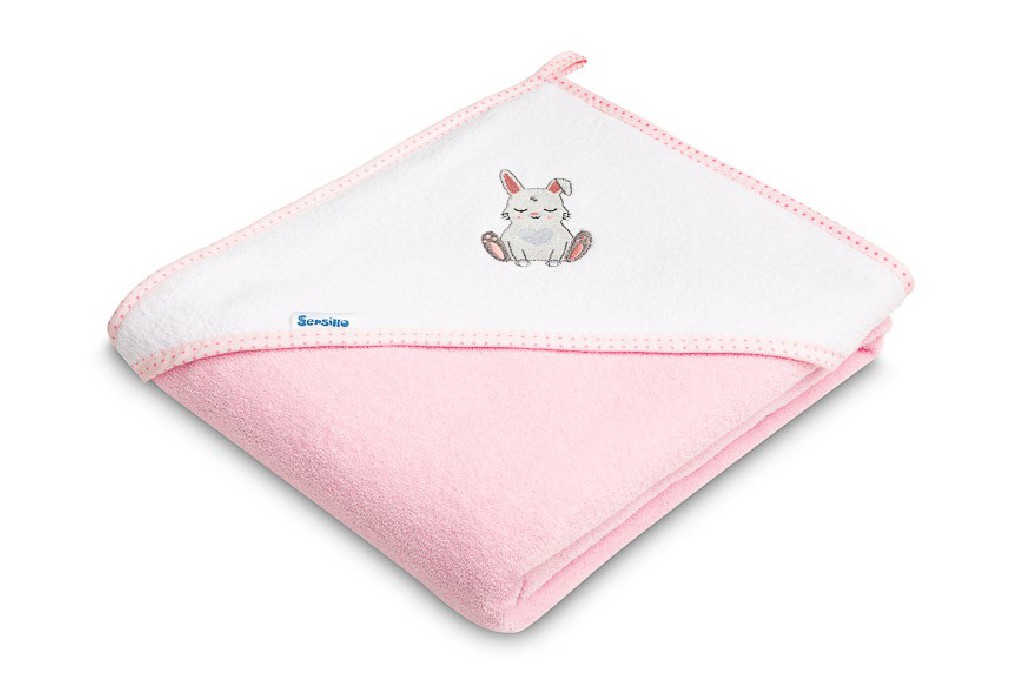 SENSILLO Ręcznik okrycie kąpielowe 100x100 cm Króliczek różowy