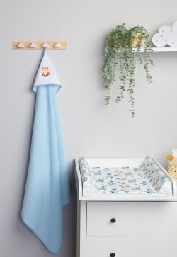 SENSILLO Ręcznik okrycie kąpielowe 100x100 cm Lisek niebieski