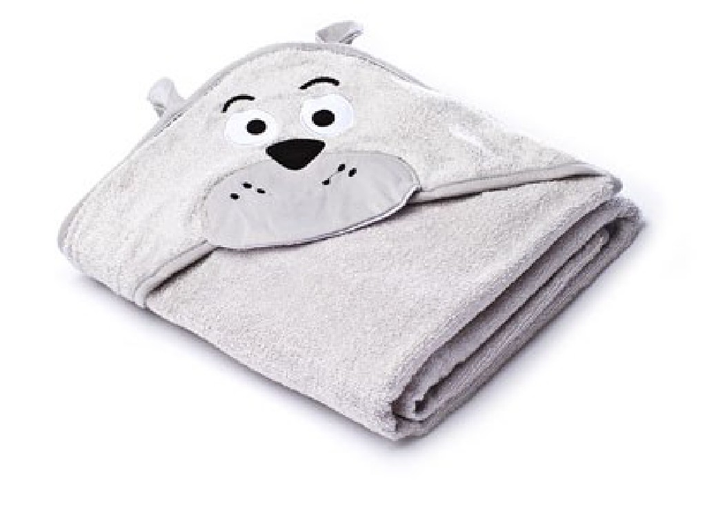 SENSILLO Ręcznik okrycie kąpielowe 100x100 cm Miś grey