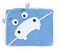 SENSILLO Ręcznik okrycie kąpielowe 100x100 cm Hipopotam blue
