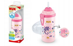 Nuk Kubek Flex cup 300ml +12m z silikonowa słomka kameleon rózowy