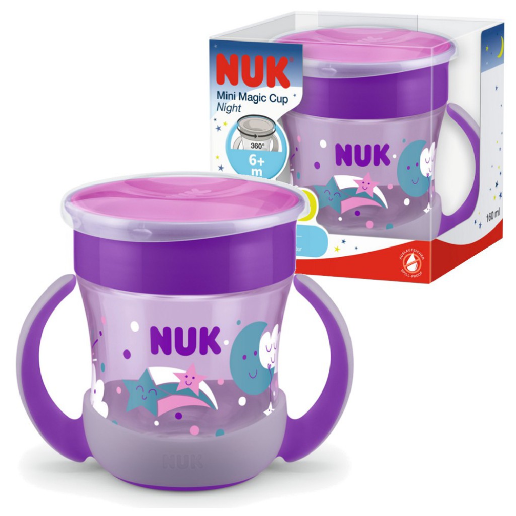 NUK Kubek niekapek Magic Cup z uchwytami 160ml 6m+  świeci w ciemności fiolet