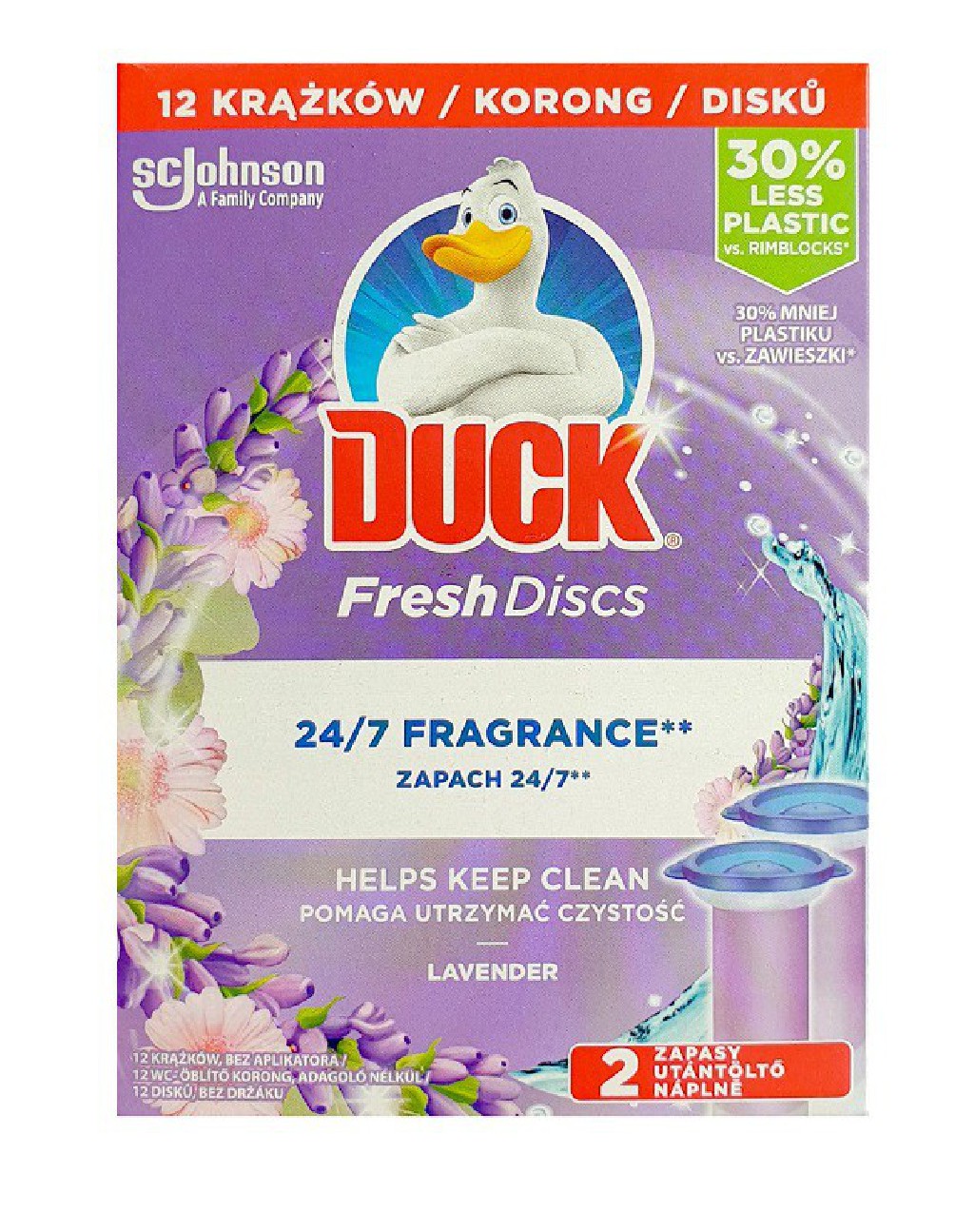 Duck Fresh Discs Żelowe krążki do toalety zapas 12 krążków Lawenda